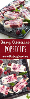 Cherry Cheesecake Popsicles | www.thebusybaker.ca