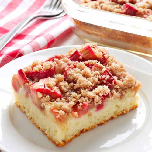 Rhubarb Streusel Cake - The Busy Baker