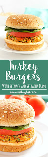 Turkey Burgers with Spinach and Sriracha Mayo www.thebusybaker.ca