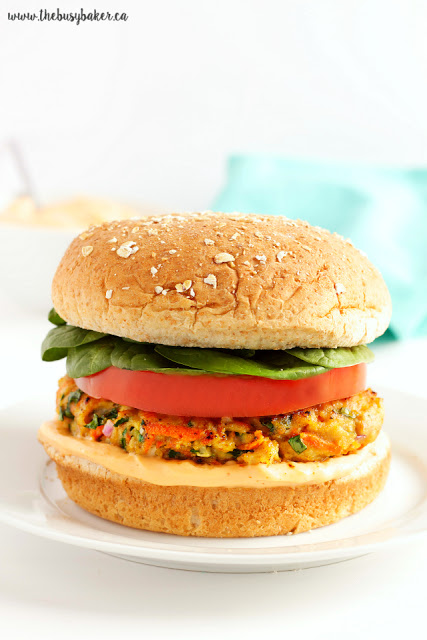 Turkey Burgers with Spinach and Sriracha Mayo www.thebusybaker.ca