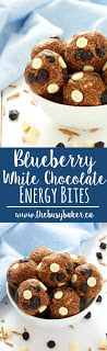 Blueberry White Chocolate Energy Bites www.thebusybaker.ca