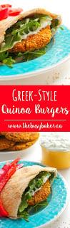Greek-Style Quinoa Burgers www.thebusybaker.ca