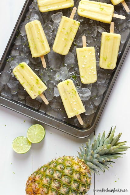 Pina Colada Popsicles www.thebusybaker.ca