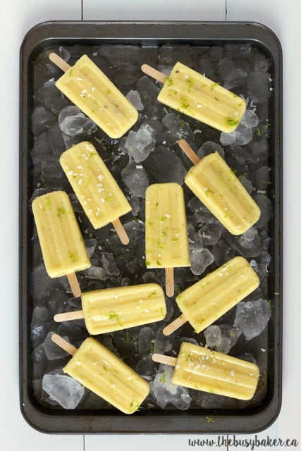 Pina Colada Popsicles www.thebusybaker.ca