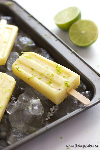 Pina Colada Popsicles www.thebusybaker.ca