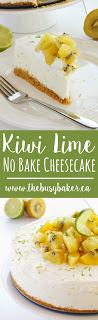 Kiwi Lime No-Bake Cheesecake www.thebusybaker.ca