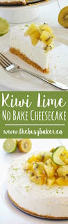 Kiwi Lime No-Bake Cheesecake www.thebusybaker.ca