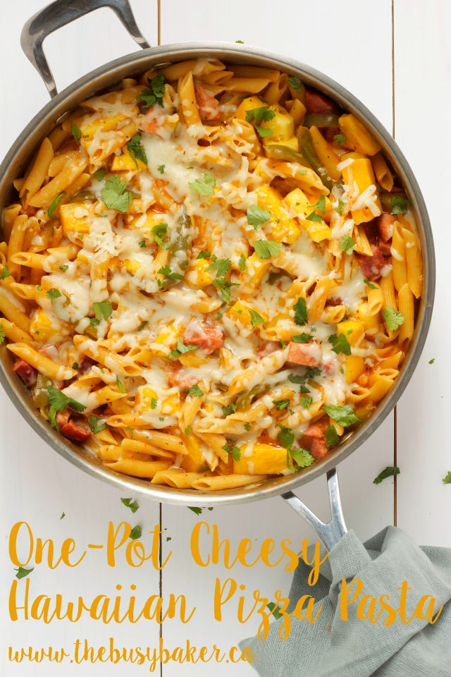 cheesy one pot hawaiian pizza pasta