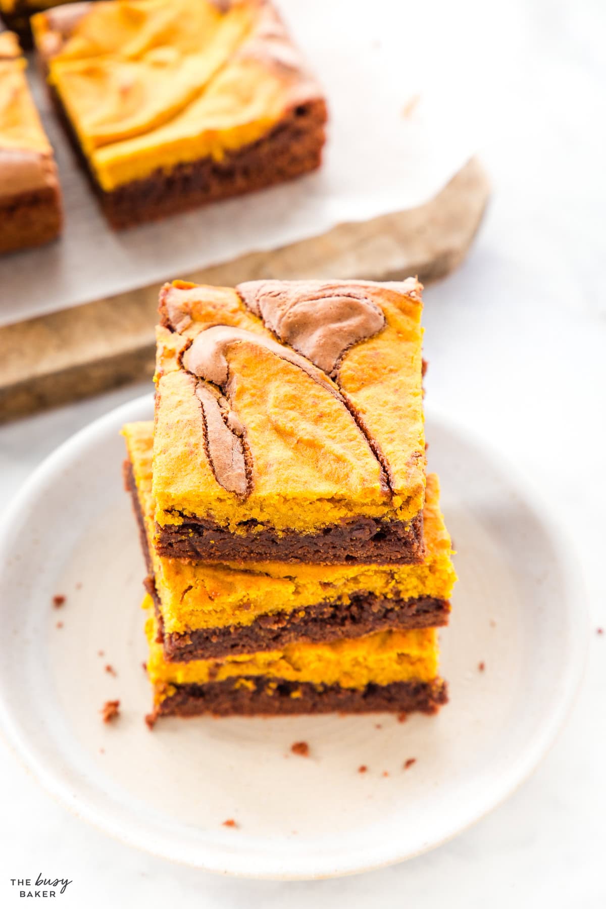 pumpkin brownies with swirl topping