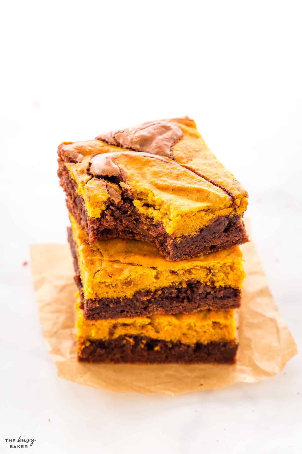 stack of pumpkin brownies
