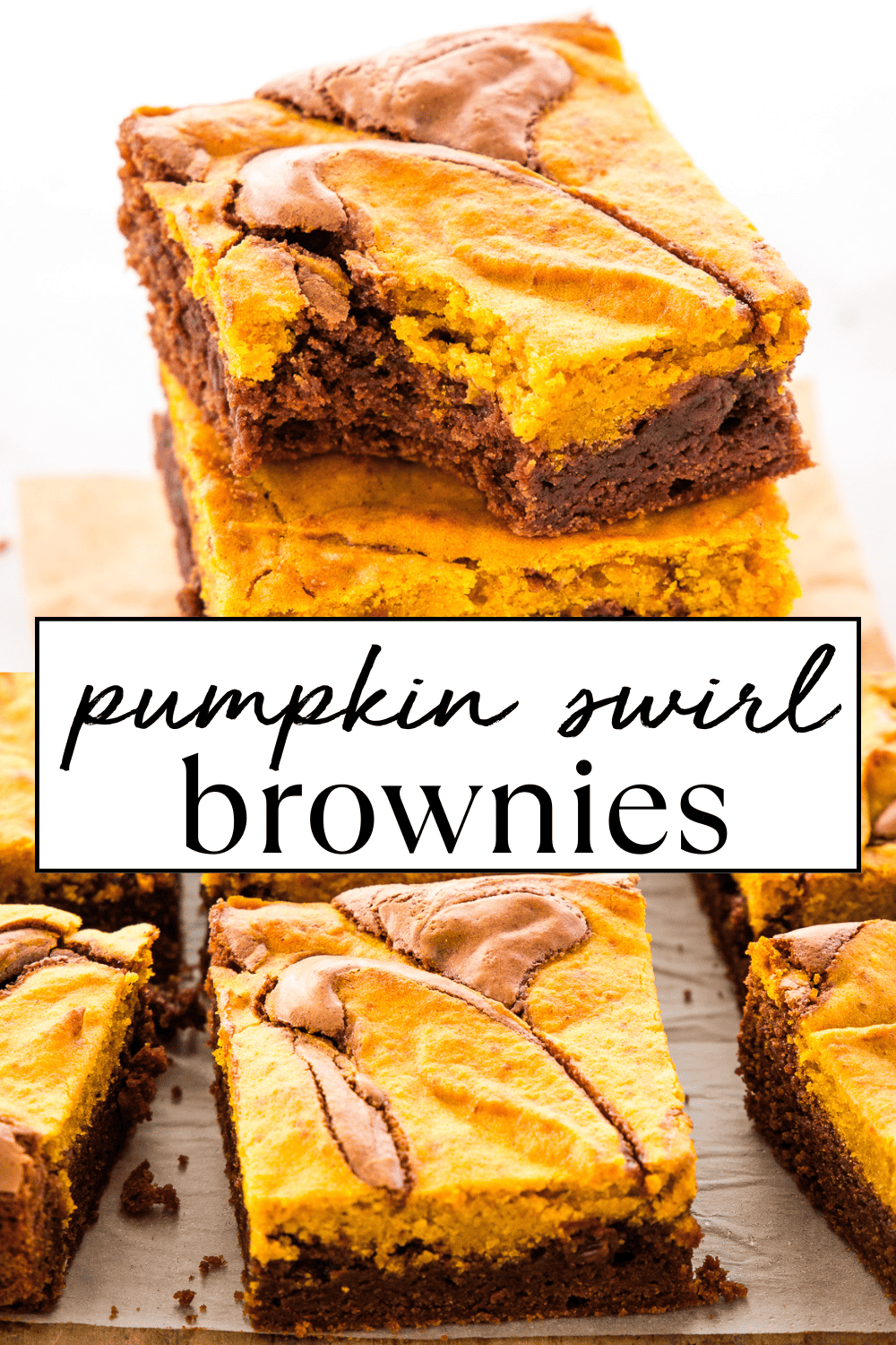 These Pumpkin Swirl Brownies are the perfect easy fall dessert! They're ultra rich and fudgy with the perfect sweet pumpkin swirl on top! They're simple to make with basic ingredients, and they're sure to become your go-to fall dessert recipe! Recipe from thebusybaker.ca! #pumpkin #pumpkinbrownies #pumpkindessert #pumpkinchocolate #pumpkintreat #fallbaking #falldessert #halloweentreat via @busybakerblog