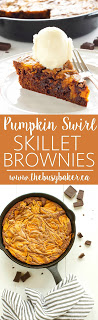 Pumpkin Swirl Skillet Brownies www.thebusybaker.ca