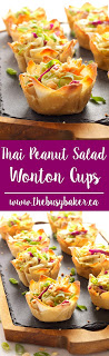 Thai Peanut Salad Wonton Cups www.thebusybaker.ca