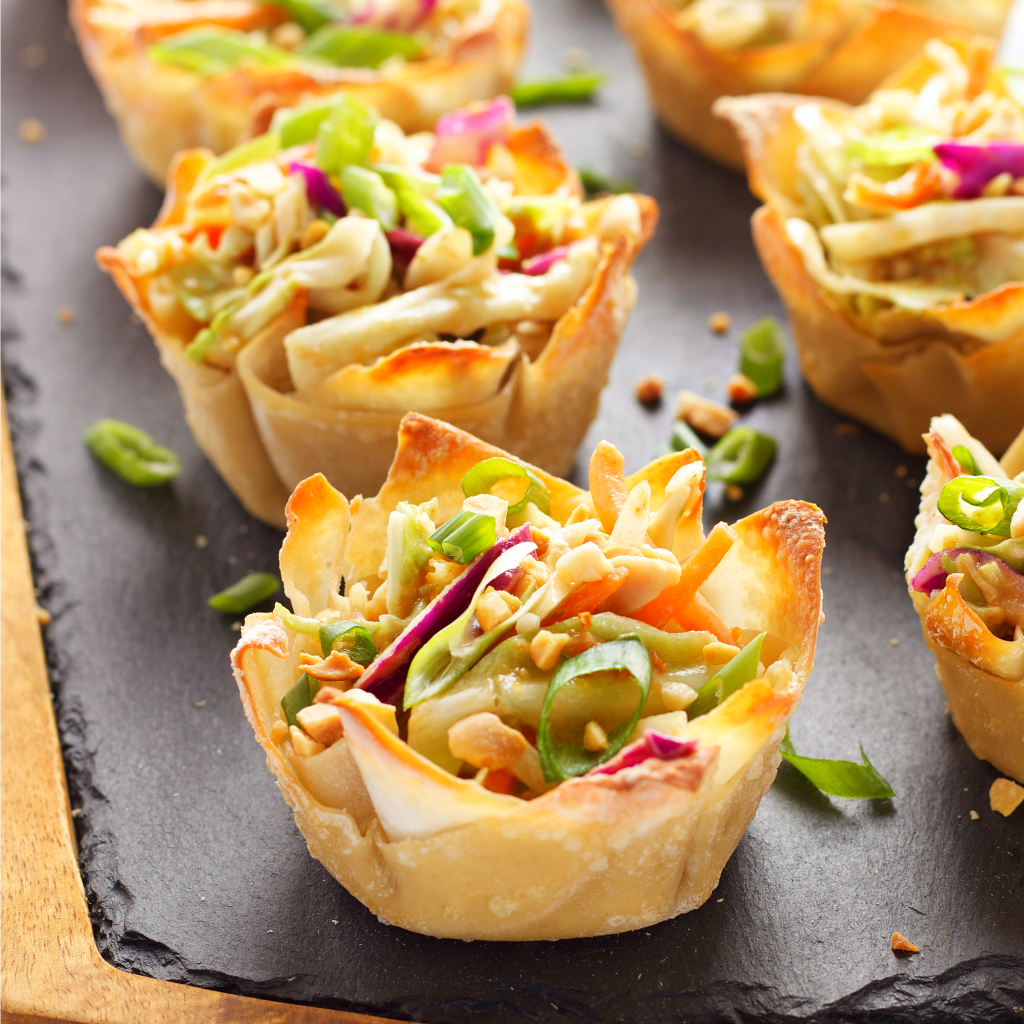 Thai Peanut Salad Wonton Cups