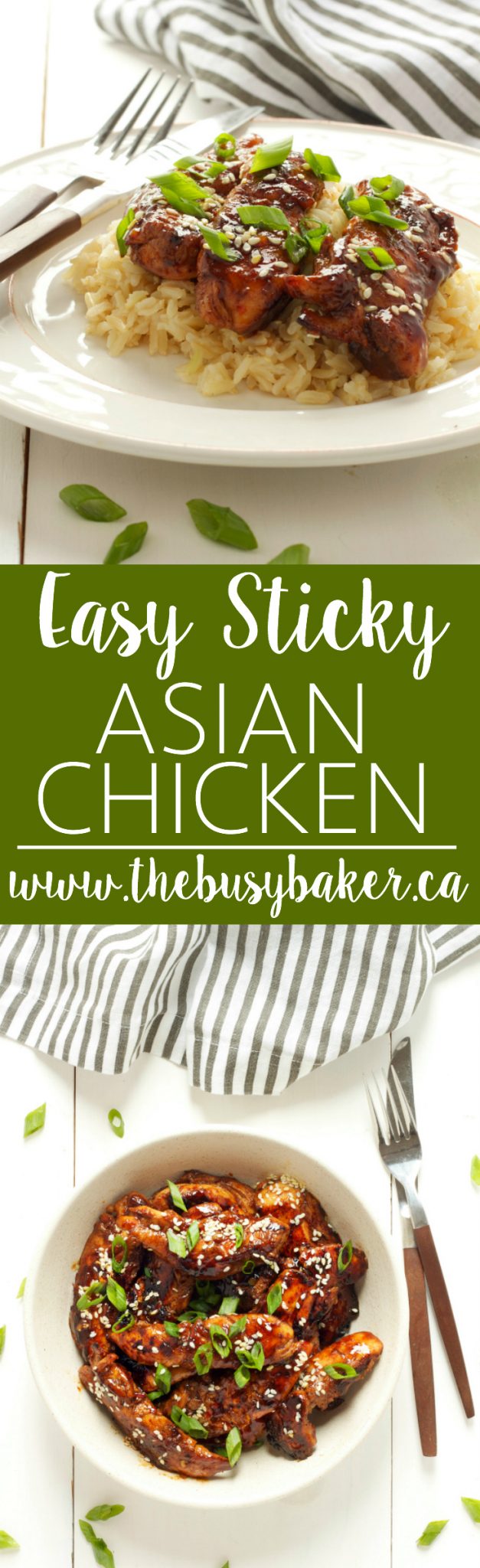 This Easy Sticky Asian Chicken tastes better than take-out, and it's the perfect easy Asian-inspired recipe to make at home with simple ingredients! thebusybaker.ca via @busybakerblog