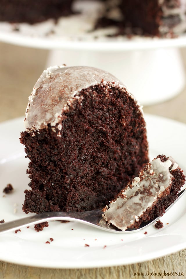 Glazed Chocolate Donut Bundt Cake {Easy Dessert Recipe} - The Busy Baker