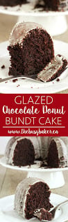 Glazed Chocolate Donut Bundt Cake www.thebusybaker.ca