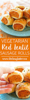 Vegetarian Red Lentil Sausage Rolls make the perfect vegetarian appetizer! www.thebusybaker.ca