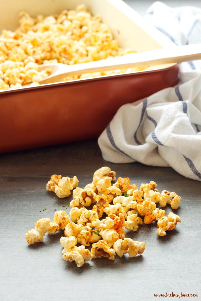 Oven Roasted Pizza Popcorn - The Busy Baker