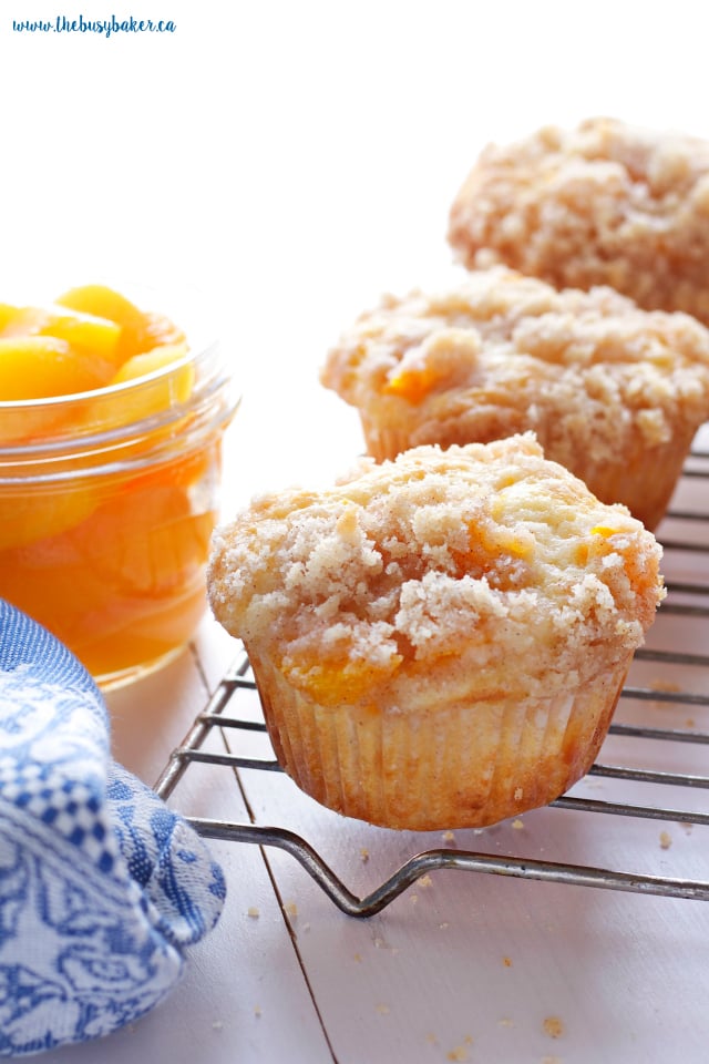 Peach Cobbler Muffins with homemade canned peaches