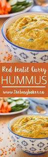 Red Lentil Curry Hummus - Try this deliciously healthy vegetarian recipe! www.thebusybaker.ca