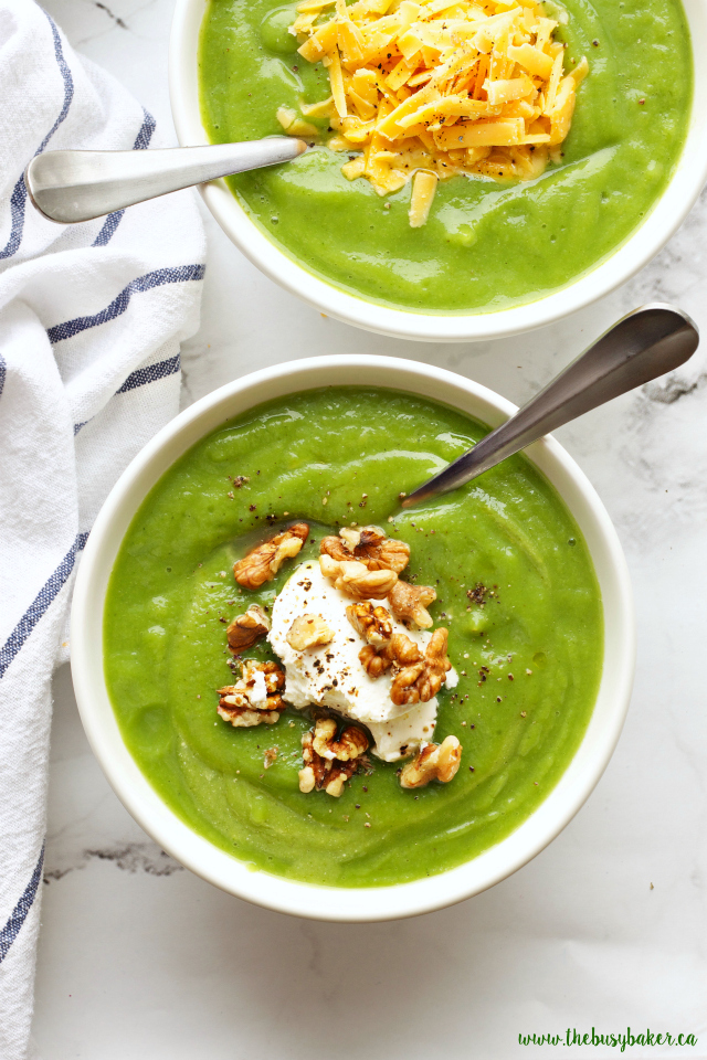 a bowl of 3-ingredient broccoli soup