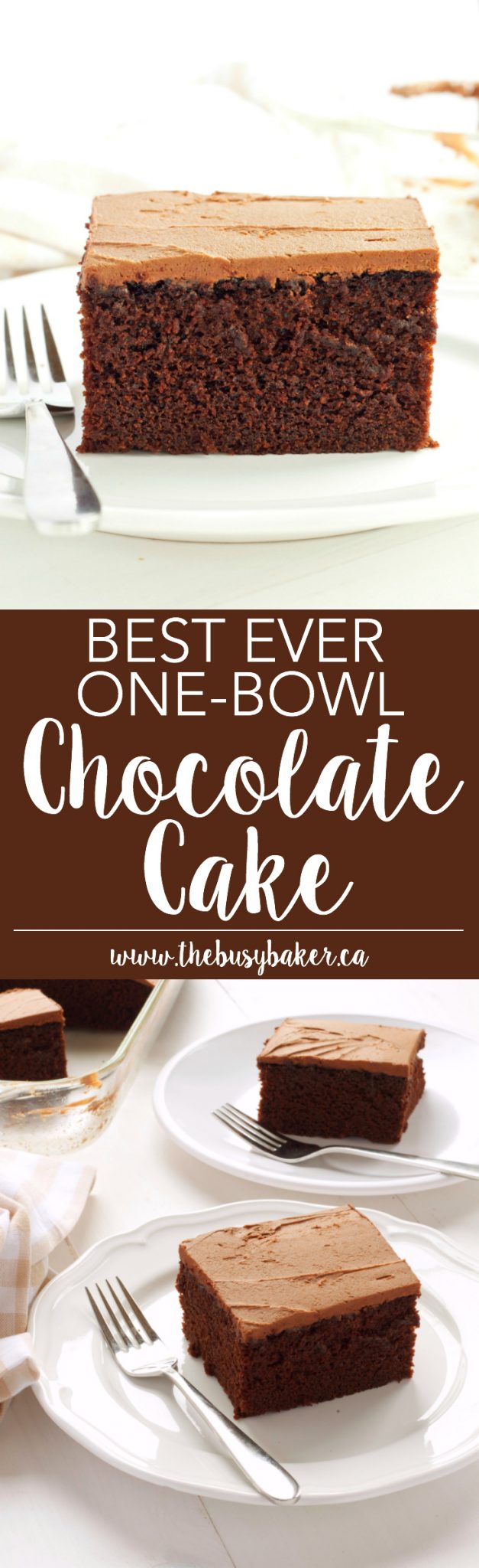 This Best Ever One Bowl Chocolate Cake is the 'holy grail' of chocolate cakes! Recipe from thebusybaker.ca! via @busybakerblog