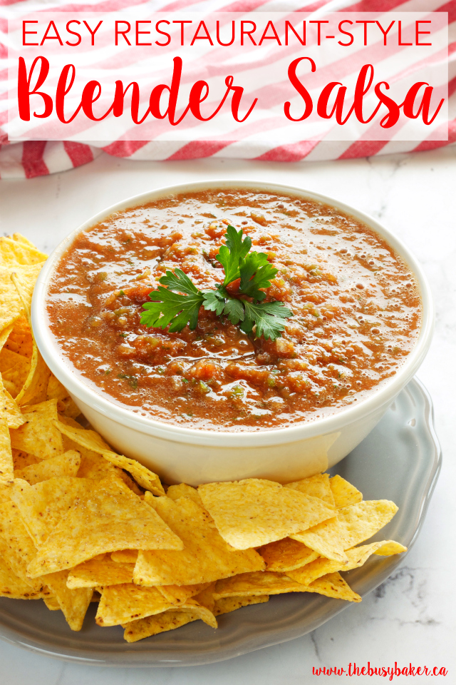 Easy Restaurant Style Blender Salsa is SO easy to make and perfect for dipping! www.thebusybaker.ca