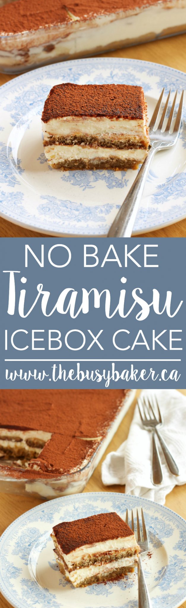 This No Bake Tiramisu Icebox Cake is the easy to make version of a traditional Italian Tiramisu, without raw eggs! Recipe on thebusybaker.ca via @busybakerblog