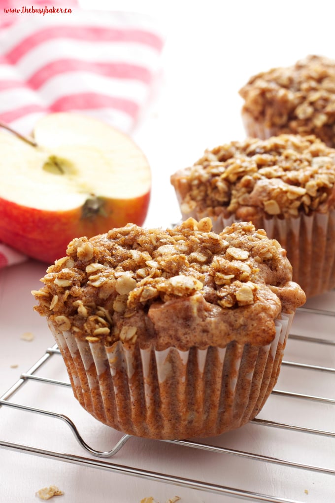 These Apple Crumble Muffins are the perfect easy muffin recipe for apple lovers! They taste just like Grandma's apple crumble! Recipe from thebusybaker.ca!