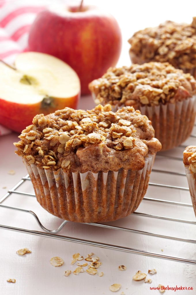 These Apple Crumble Muffins are the perfect easy muffin recipe for apple lovers! They taste just like Grandma's apple crumble! Recipe from thebusybaker.ca!