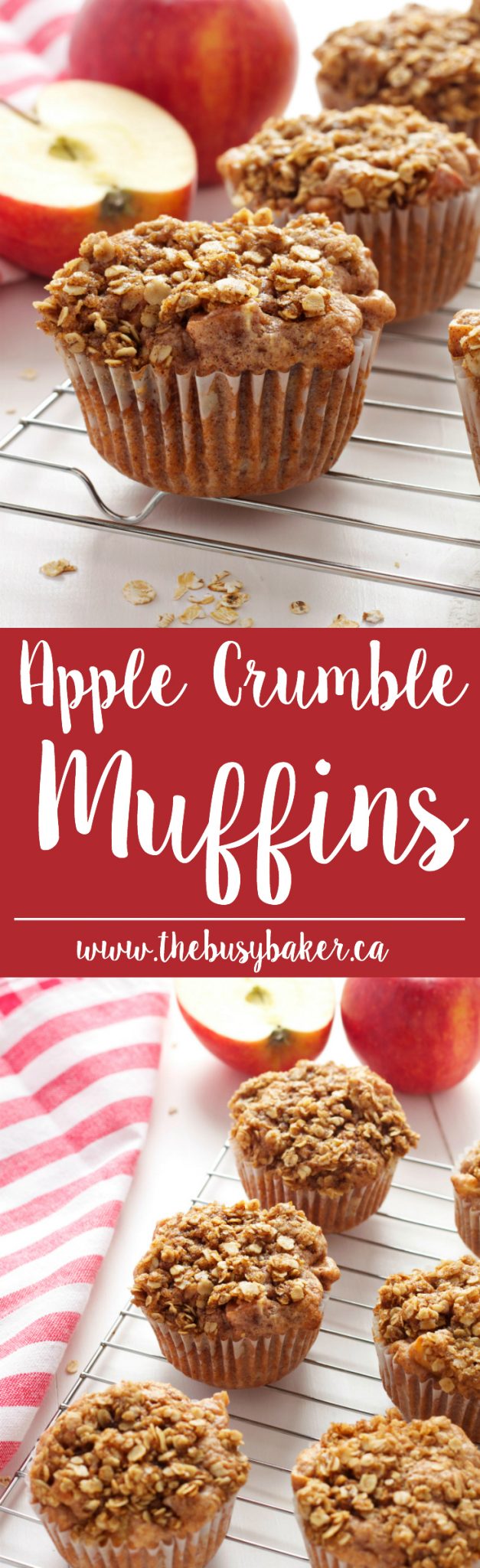 These Apple Crumble Muffins are delicious dessert-inspired muffins made with fresh apples and a delicious crumble topping! Recipe from thebusybaker.ca! via @busybakerblog