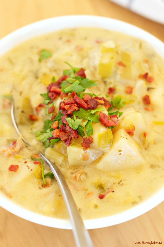 Crock Pot Potato Bacon Leek Soup (Slow Cooker) - The Busy ...