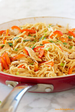 Easy One Pan Kung Pao Chicken Pasta - The Busy Baker