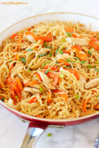 Easy One Pan Kung Pao Chicken Pasta - The Busy Baker