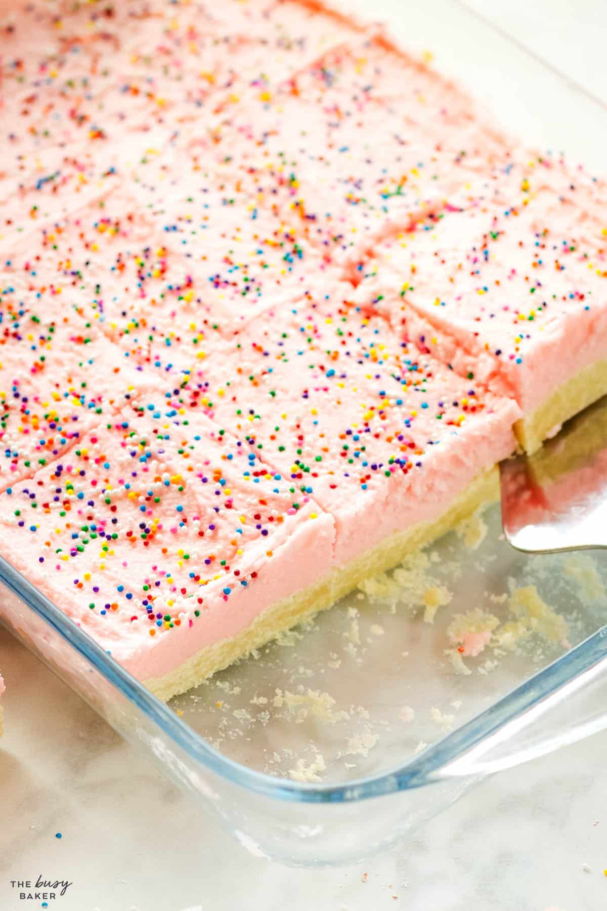 frosted sugar cookie bars recipe in pan 