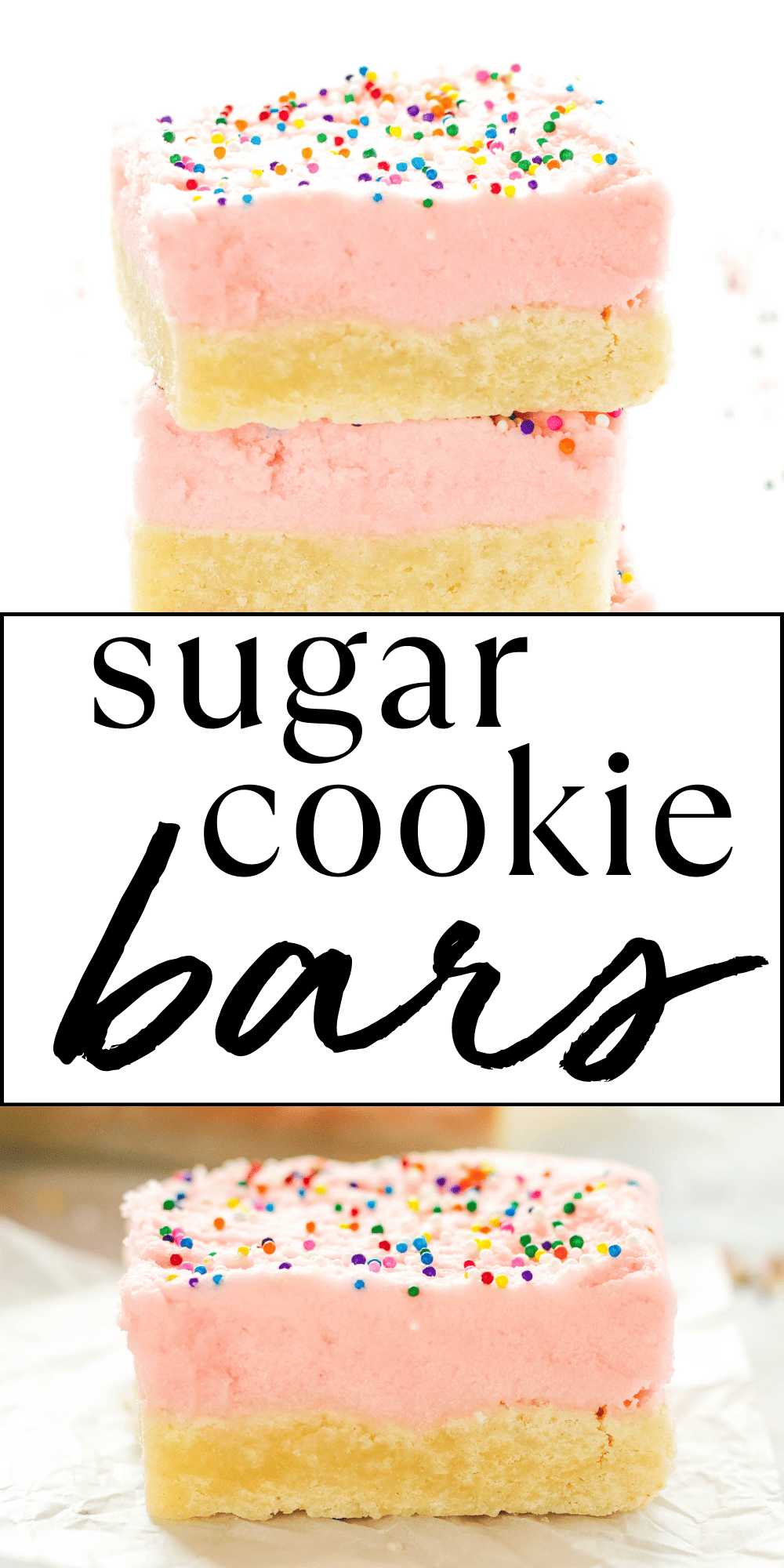 This Sugar Cookie Bars recipe is the perfect sweet treat made with a soft and chewy sugar cookie base, fluffy frosting and sprinkles! Recipe from thebusybaker.ca! #sugarcookiebars #sugarcookiebarsrecipe #sugarcookiebar #frostedsugarcookiebars #sweettreat #bakingwithkids #easybaking via @busybakerblog