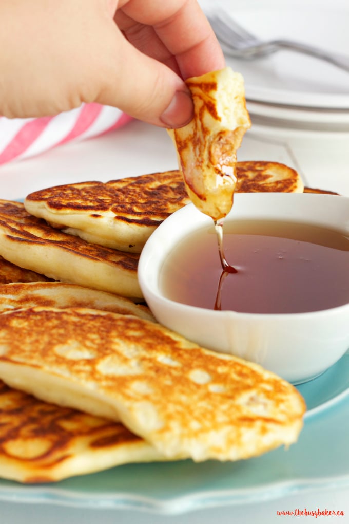 Breakfast Sausage Pancake Dippers - The Busy Baker