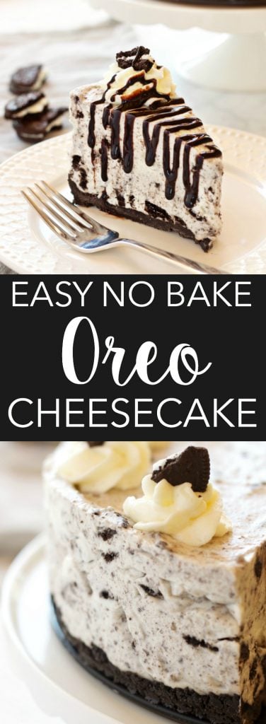 This Easy No Bake Oreo Cheesecake is smooth and creamy - it's the perfect cheesecake recipe and it's SO easy to make! Recipe from thebusybaker.ca!