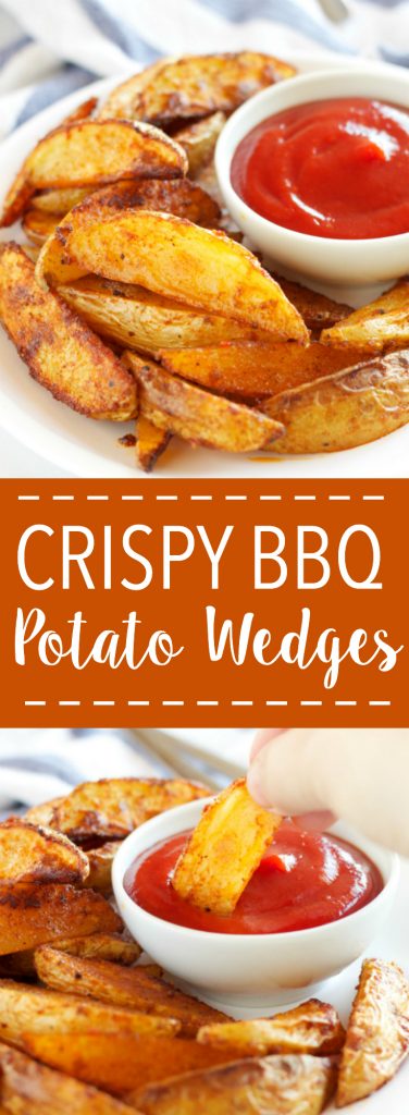 These Crispy BBQ Potato Wedges are the perfect summer side dish - crispy on the outside and soft on the inside, with deliciously smoky BBQ flavor! Recipe from thebusybaker.ca!