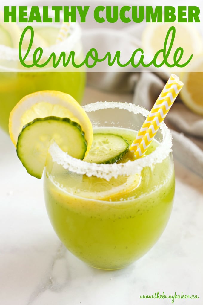 This Healthy Cucumber Lemonade is the perfect naturally-sweetened summer drink made from blended cucumbers, fresh lemon juice and honey! Get this easy summer recipe at thebusybaker.ca!