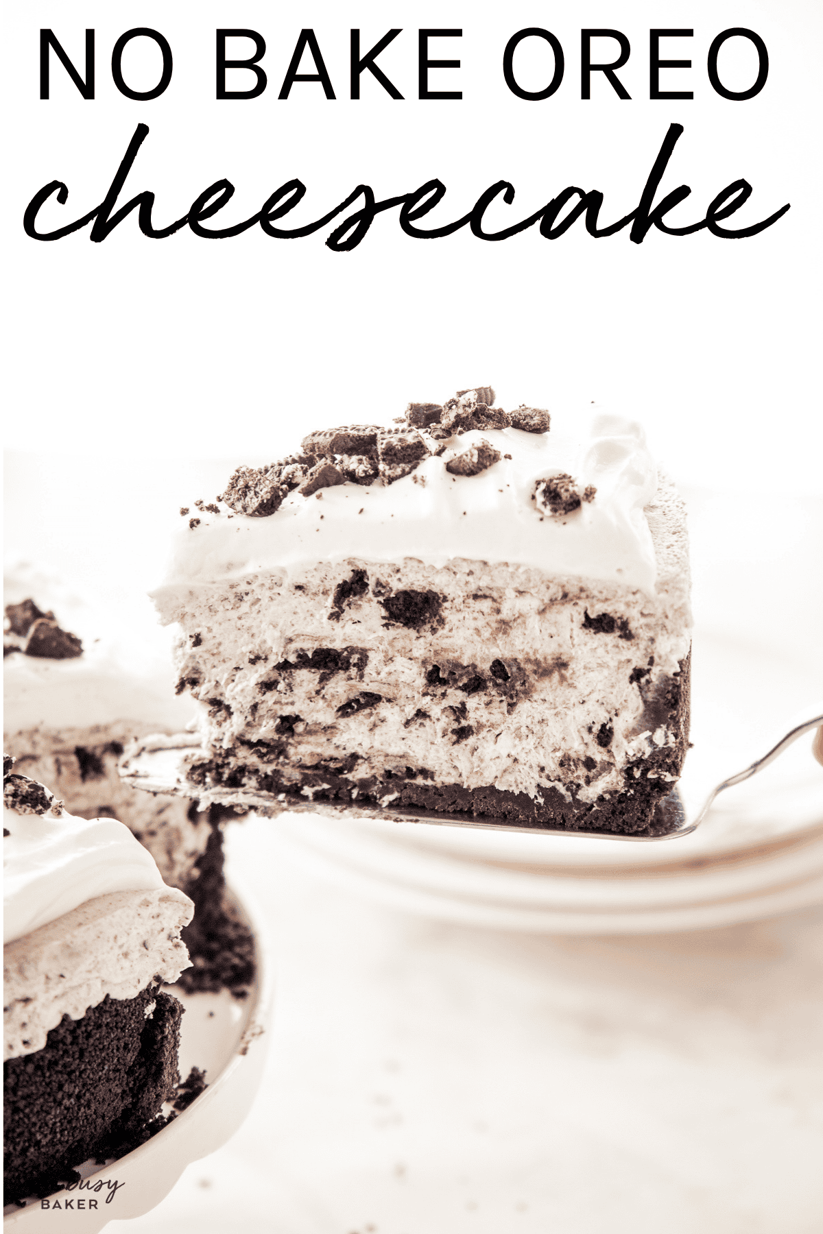 easy no bake oreo cheesecake slice
