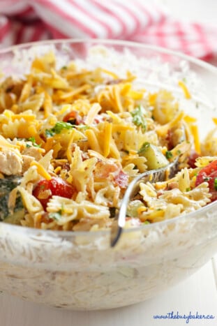 Chicken Bacon Ranch Pasta Salad - The Busy Baker