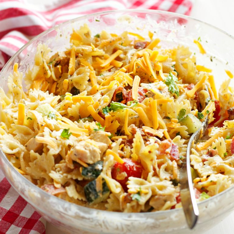 Chicken Bacon Ranch Pasta Salad - The Busy Baker