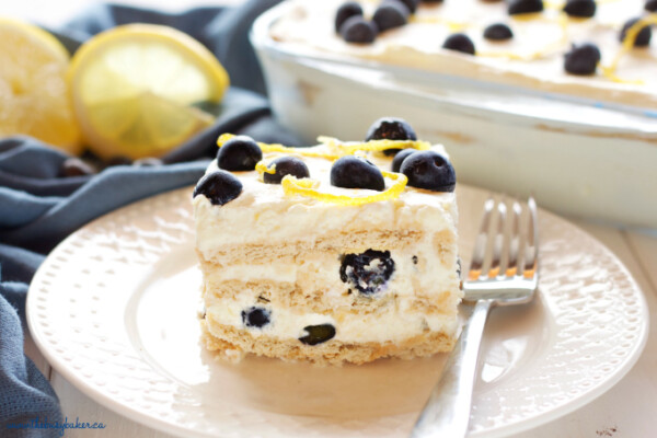 No Bake Lemon Blueberry Icebox Cake - The Busy Baker