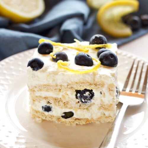 No Bake Lemon Blueberry Icebox Cake - The Busy Baker