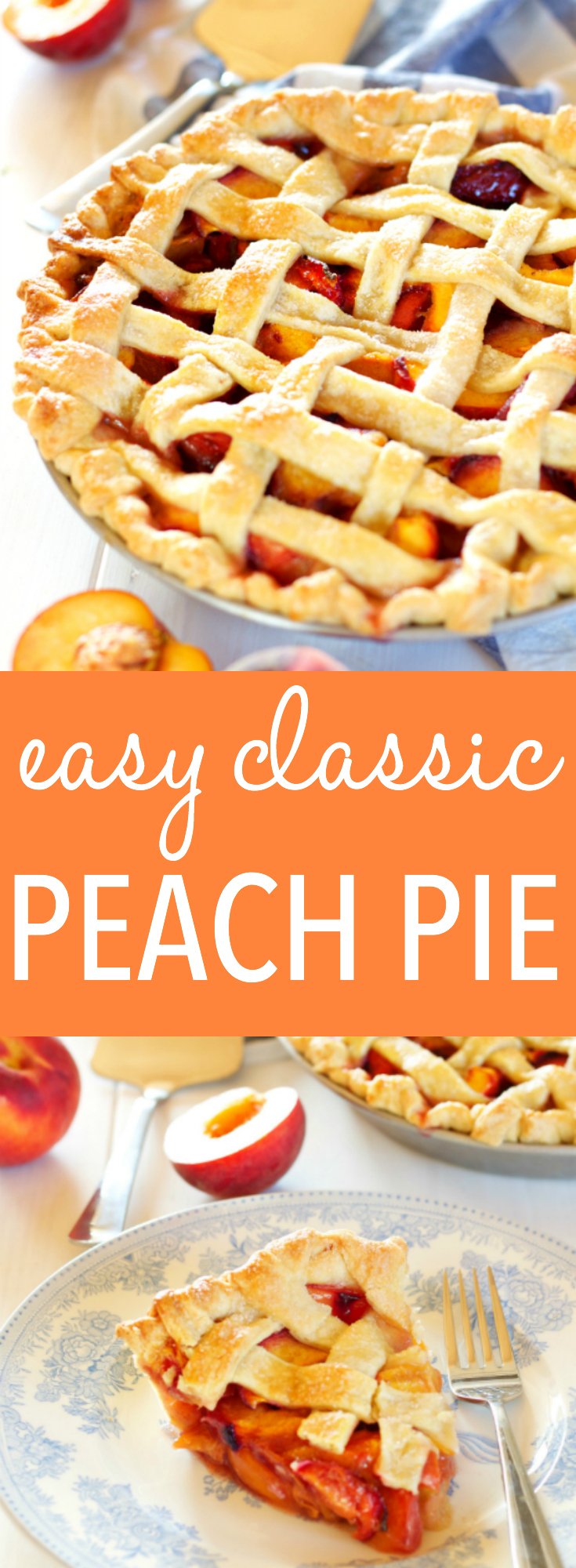 This Easy Classic Peach Pie recipe is simple and rustic, made with a butter crust and fresh peaches. Recipe includes my pro tips for the perfect pie every time! www.thebusybaker.ca via @busybakerblog