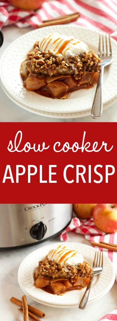 This Slow Cooker Apple Crisp recipe is an easy fall dessert made with fresh apples and a few basic pantry ingredients in the slow cooker or Crock Pot! Recipe from thebusybaker.ca!