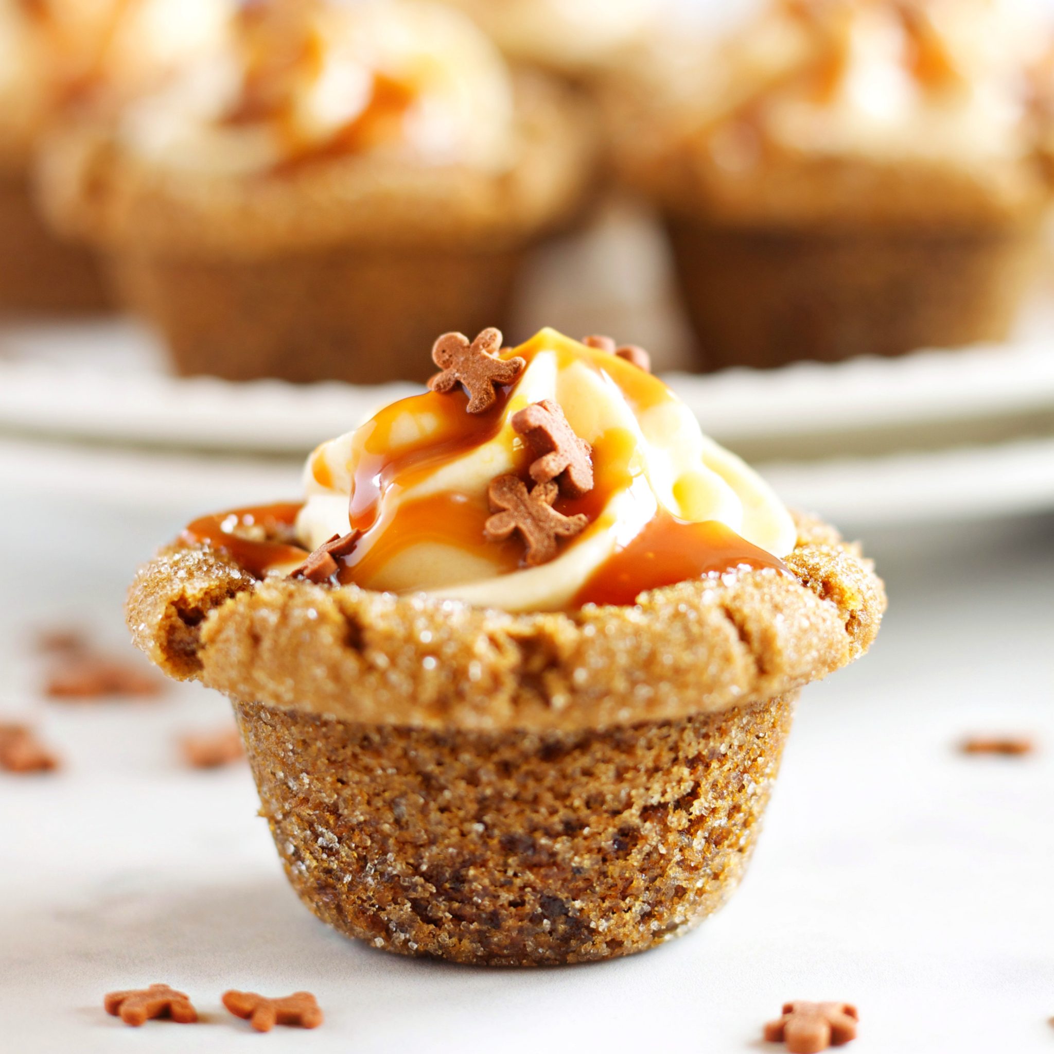 Gingerbread Cookie Cups with Pumpkin Cheesecake Filling - The Busy