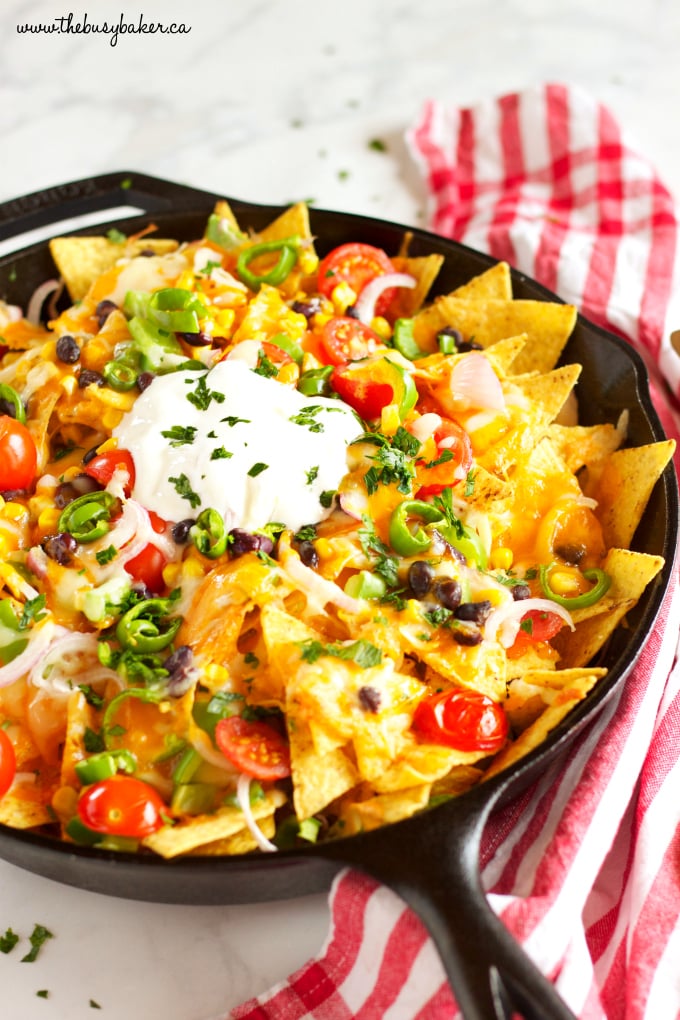 Healthy Vegetarian Nachos {with Rainbow Vegetables} - The Busy Baker